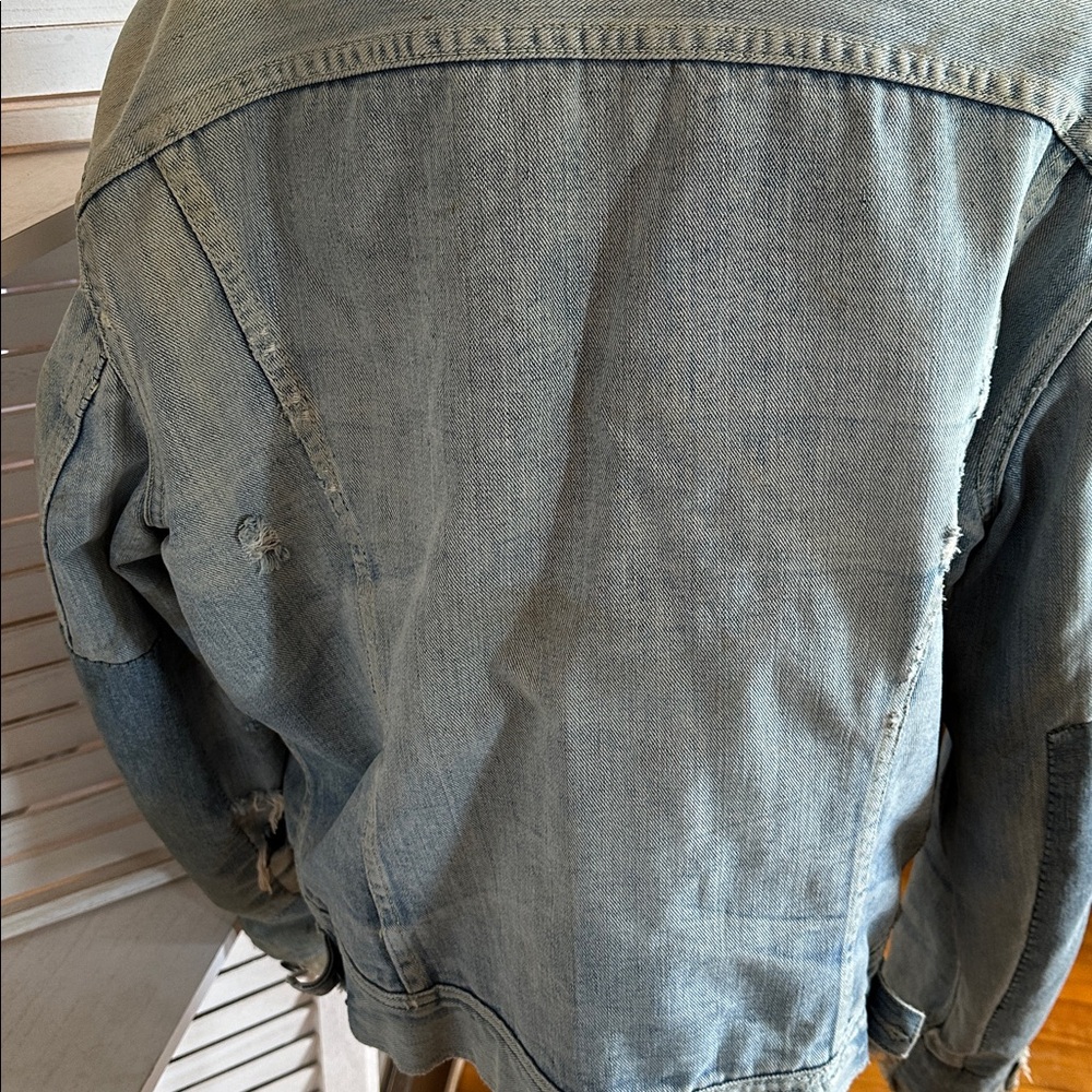 Vintage Lee Storm Rider Denim Jacket with Tan Accents - Picture 4 of 7